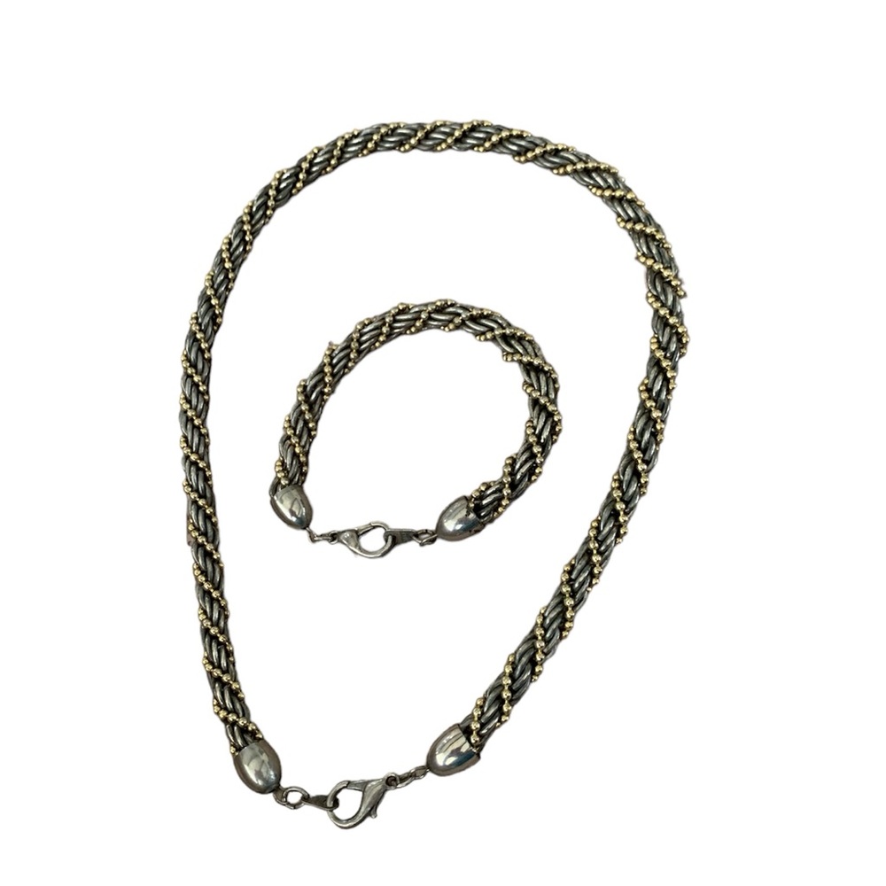 Chunky Rope gold and silver tone necklace and bracelet set